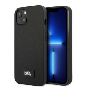 Karl Lagerfeld Saffiano Plaque dėklas iPhone 13 mini – juodas