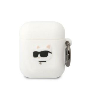 Karl Lagerfeld silikoninis AirPods 1/2 dėklas – baltas