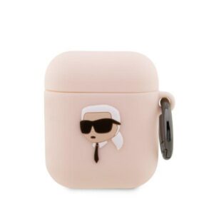 Karl Lagerfeld AirPods 1/2 silikoninis dėklas – rožinis