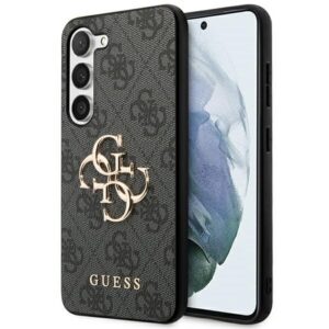 Guess dėklas Samsung Galaxy S23 – pilkas, 4G Big Metal Logo