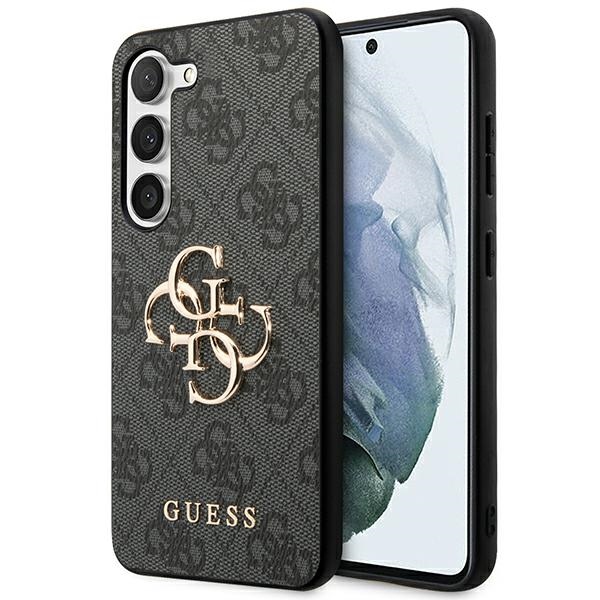 Guess dėklas Samsung Galaxy S23 – pilkas, 4G Big Metal Logo