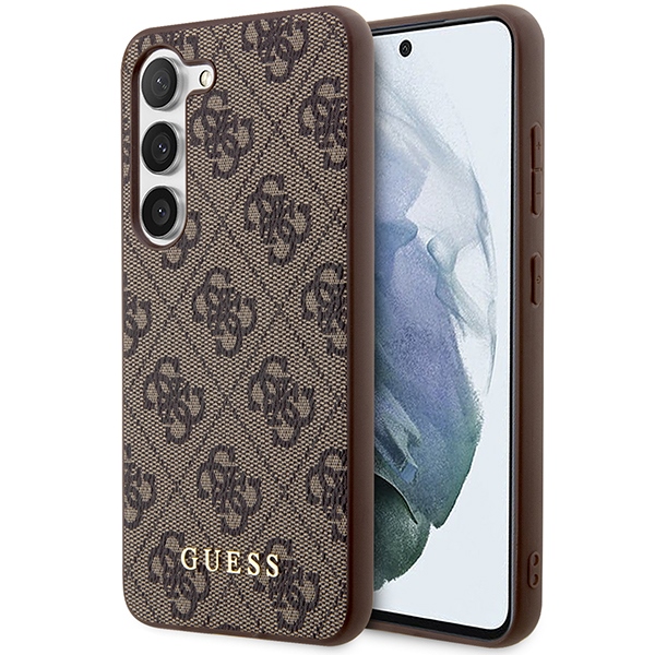 Guess 4G dėklas Samsung Galaxy S23 – rudas
