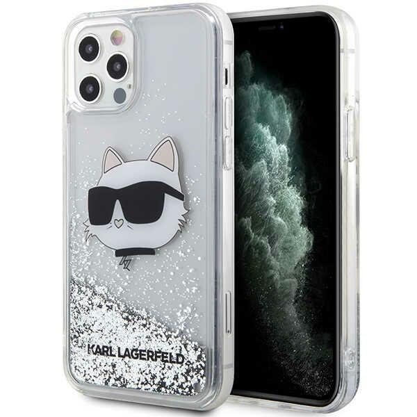 Karl Lagerfeld blizgantis dėklas iPhone 12/12 Pro – sidabrinis