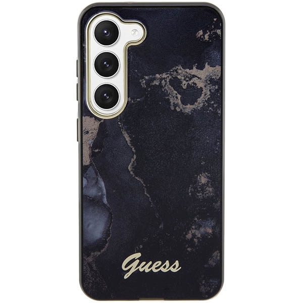 Guess dėklas Samsung Galaxy S23 – Golden Marble, juodas