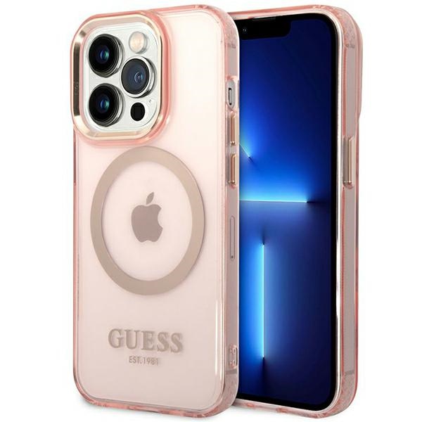 Guess MagSafe dėklas iPhone 14 Pro Max – rožinis