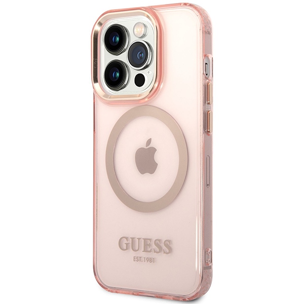 Guess MagSafe dėklas iPhone 14 Pro Max – rožinis