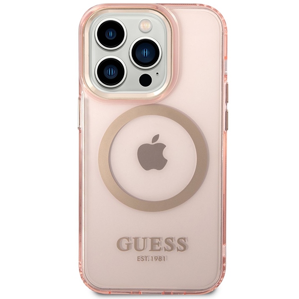 Guess MagSafe dėklas iPhone 14 Pro Max – rožinis