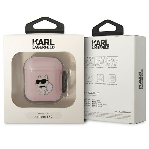 Karl Lagerfeld AirPods 1/2 dėklas – rožinis Choupette
