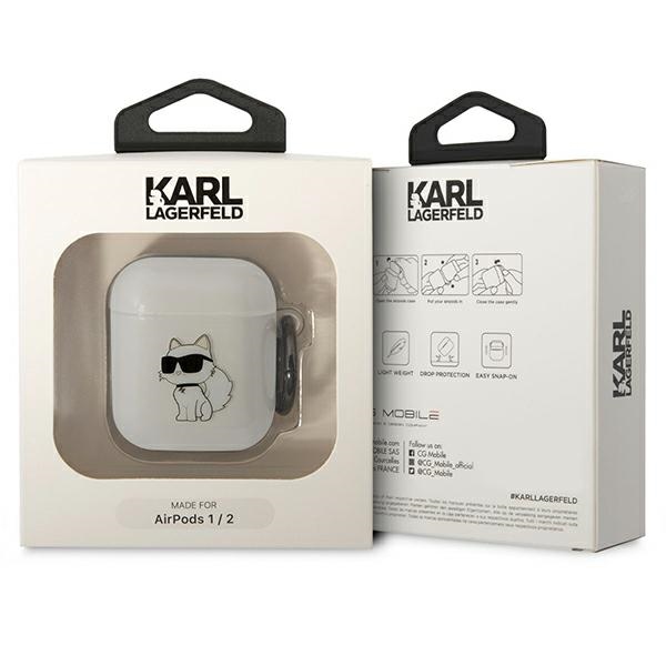 Karl Lagerfeld AirPods 1/2 dėklas – skaidrus Choupette