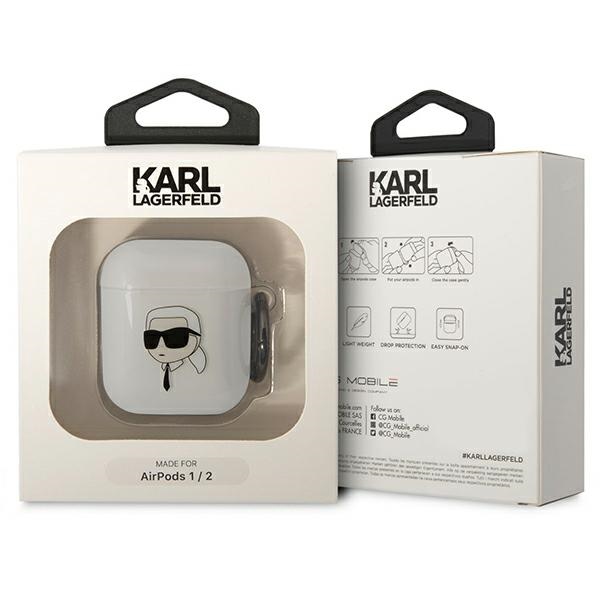 Karl Lagerfeld skaidrus dėklas AirPods 1/2 – Karl's Head