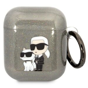 Karl Lagerfeld AirPods 1/2 dėklas su žiedu – juodas