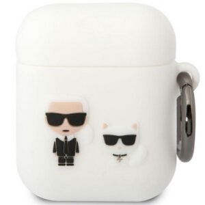 Karl Lagerfeld AirPods 1/2 silikoninis dėklas – baltas