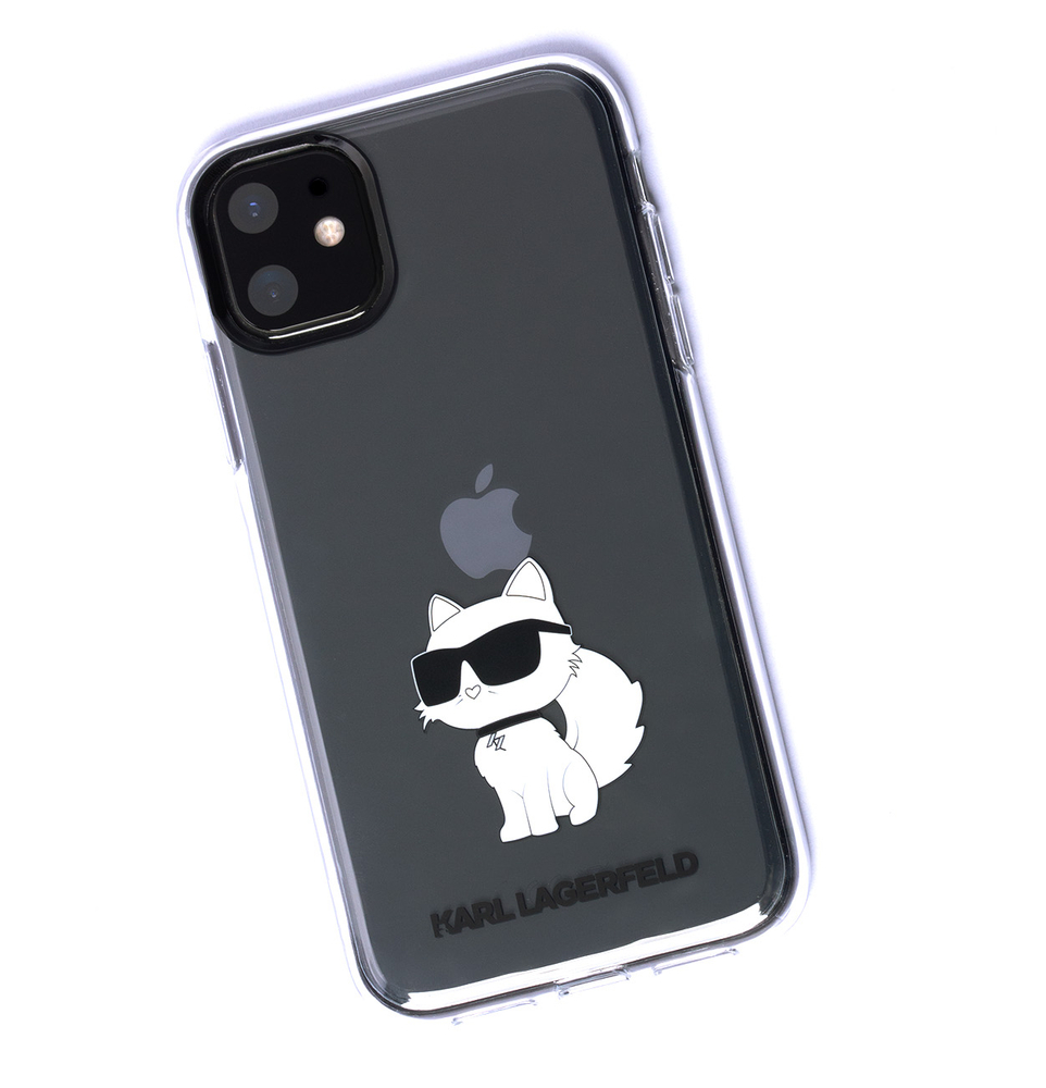 Karl Lagerfeld Choupette dėklas iPhone 11/XR – skaidrus