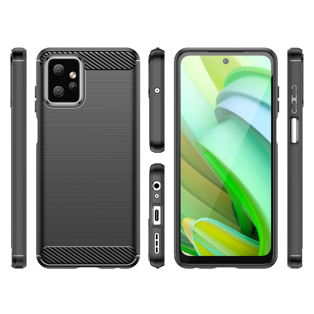 Anglies dėklas, skirtas Motorola Moto G Power 2023 lankstus silikoninis anglies dangtelis, juodas