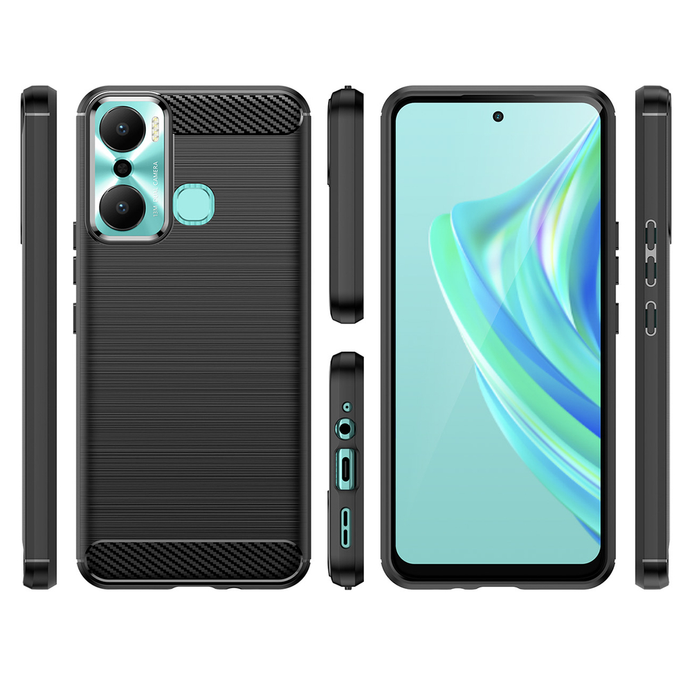 Anglies dėklas Infinix Hot 20 Play lankstus silikoninis anglies dangtelis juodas