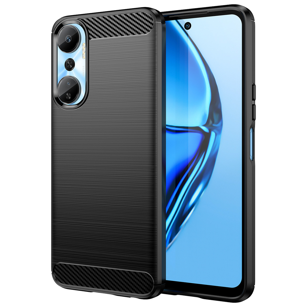 Carbon Case Infinix Hot 20 lankstus silikoninis anglies dangtelis juodas