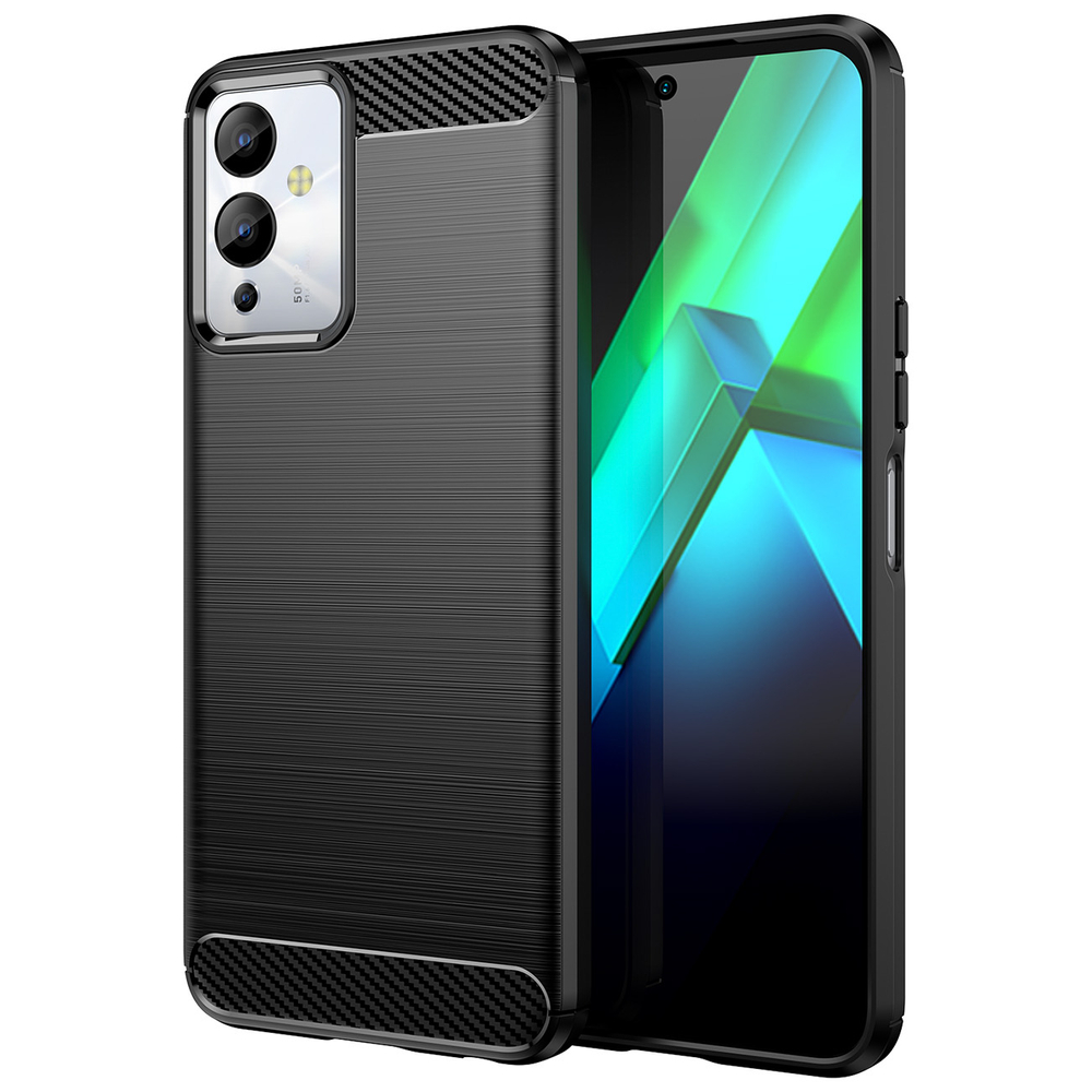 Carbon Case Infinix Note 12i lankstus silikoninis anglies dangtelis juodas