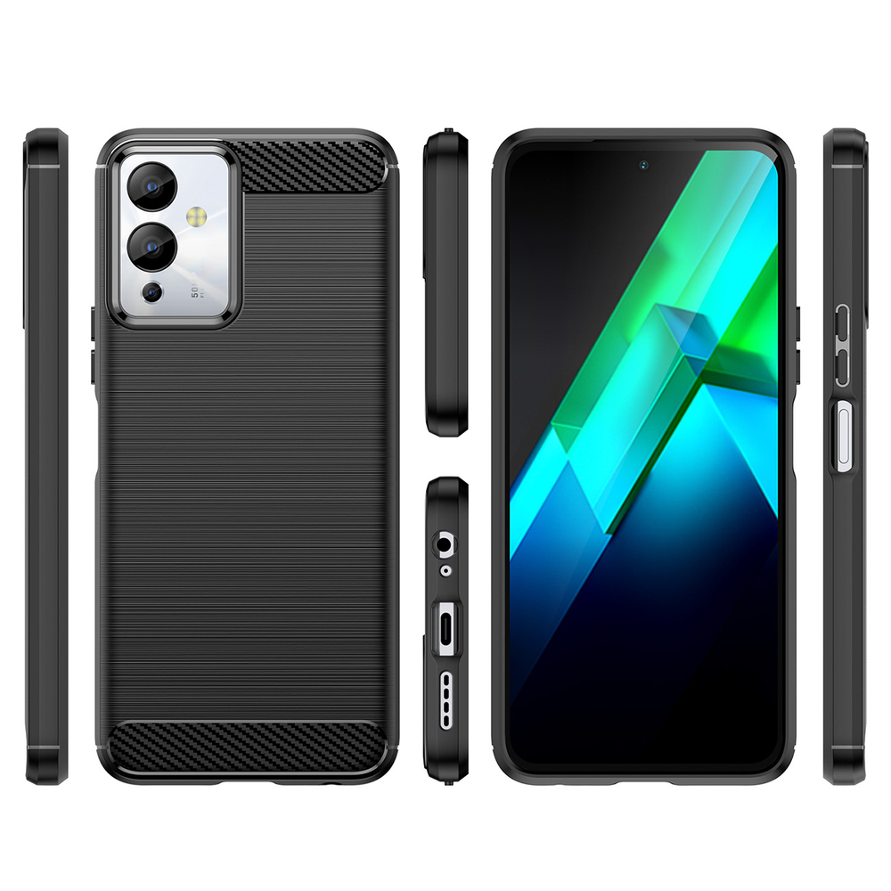 Carbon Case Infinix Note 12i lankstus silikoninis anglies dangtelis juodas