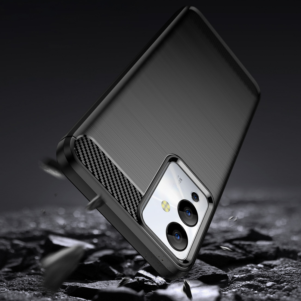 Carbon Case Infinix Note 12i lankstus silikoninis anglies dangtelis juodas