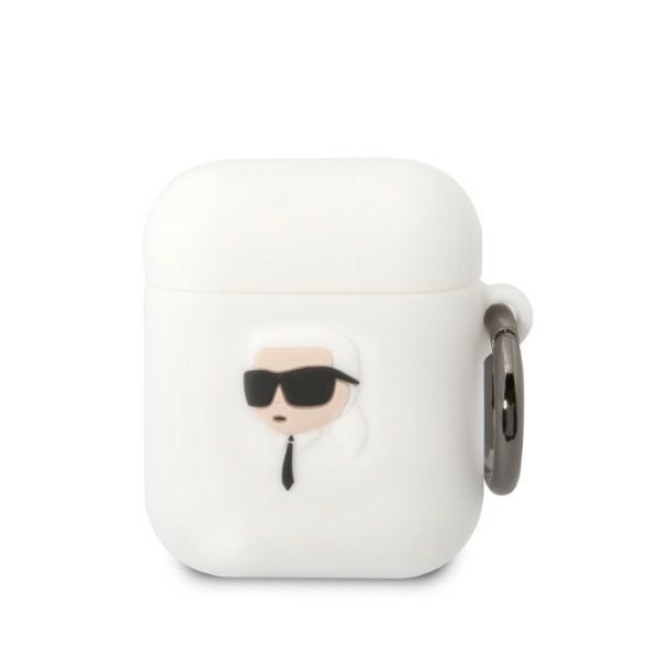 Karl Lagerfeld silikoninis AirPods 1/2 dėklas – baltas