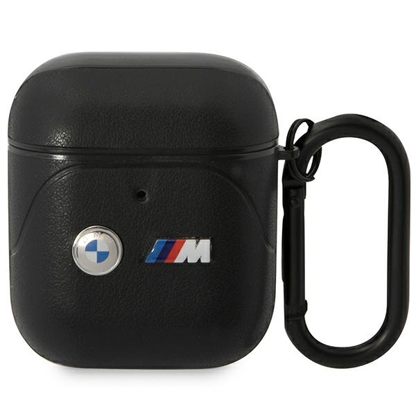 BMW Leather Curved Line dėklas AirPods 1/2 – juodas
