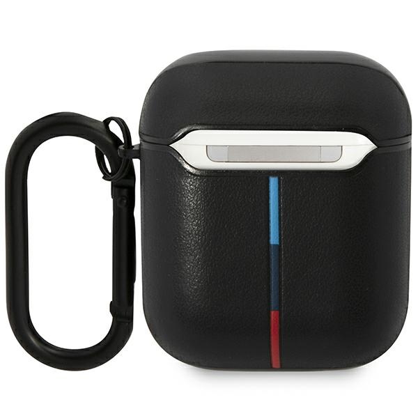 BMW Leather Curved Line dėklas AirPods 1/2 – juodas