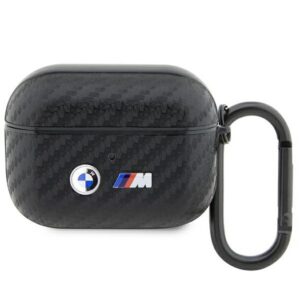 BMW AirPods Pro dėklas – juodas, Carbon Double Metal Logo