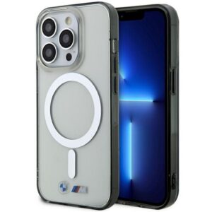 BMW Silver Ring MagSafe dėklas iPhone 14 Pro – skaidrus