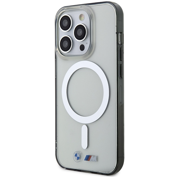 BMW Silver Ring MagSafe dėklas iPhone 14 Pro – skaidrus
