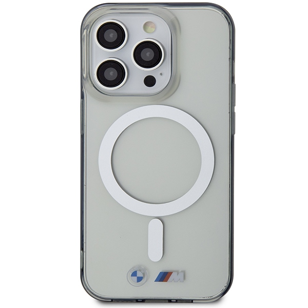 BMW Silver Ring MagSafe dėklas iPhone 14 Pro – skaidrus
