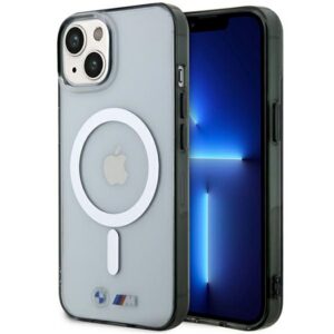 BMW Silver Ring MagSafe dėklas iPhone 14/15 Plus – skaidrus