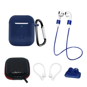 AirPods 1/2 aksesuarų rinkinys su karabinu – mėlynas