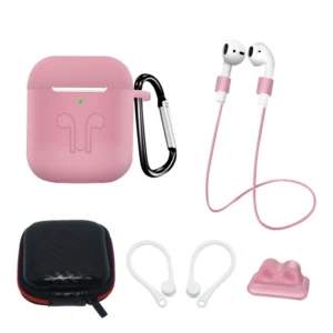 AirPods 1/2 aksesuarų rinkinys su karabinu – rožinis