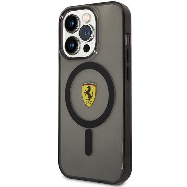 Ferrari permatomas MagSafe dėklas iPhone 14 Pro Max – juodas