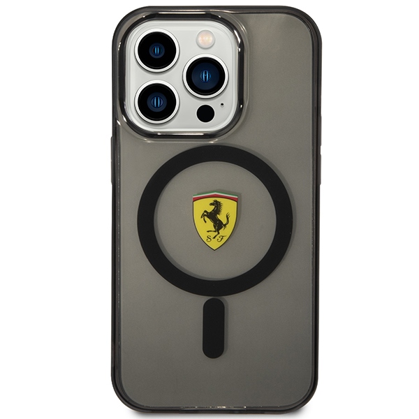 Ferrari permatomas MagSafe dėklas iPhone 14 Pro Max – juodas
