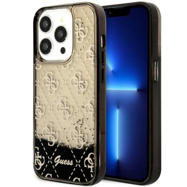 Guess dėklas iPhone 14 Pro – juodas, Liquid Glitter 4G
