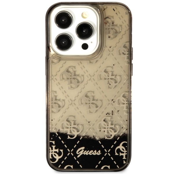 Guess dėklas iPhone 14 Pro – juodas, Liquid Glitter 4G