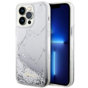 Guess dėklas iPhone 14 Pro Max – baltas (Marble)