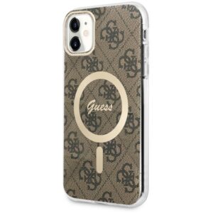 Guess 4G MagSafe dėklas iPhone 11 – rudas