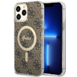 Guess MagSafe dėklas iPhone 13 Pro Max – rudas 4G