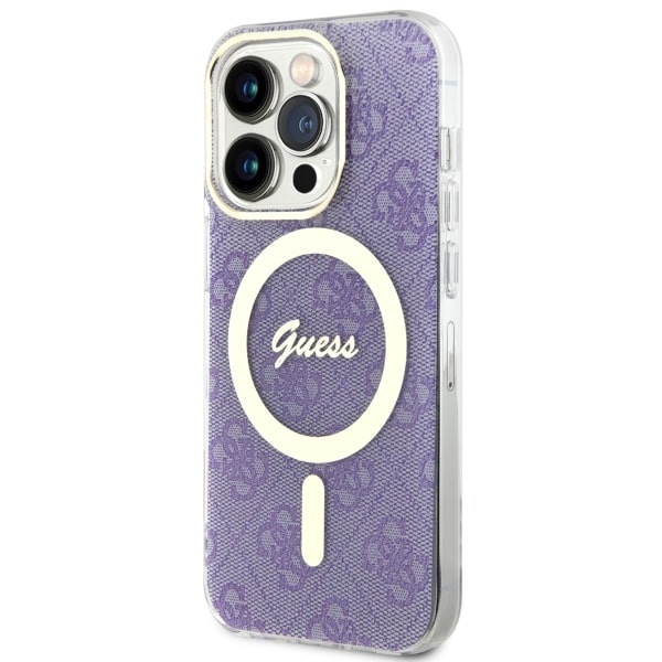 Guess 4G MagSafe dėklas iPhone 14 Pro – violetinis