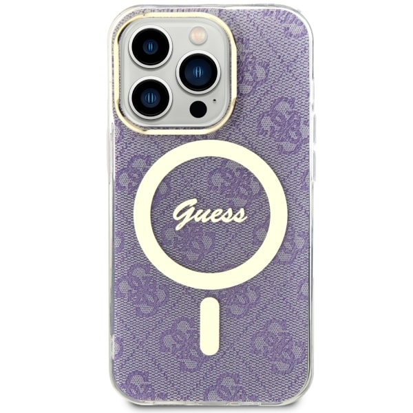 Guess 4G MagSafe dėklas iPhone 14 Pro – violetinis