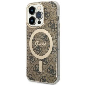 Guess MagSafe dėklas iPhone 14 Pro – rudas 4G