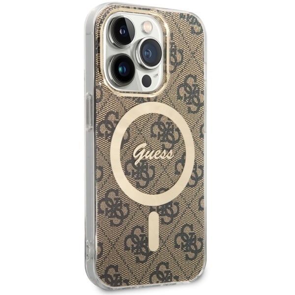 Guess MagSafe dėklas iPhone 14 Pro – rudas 4G