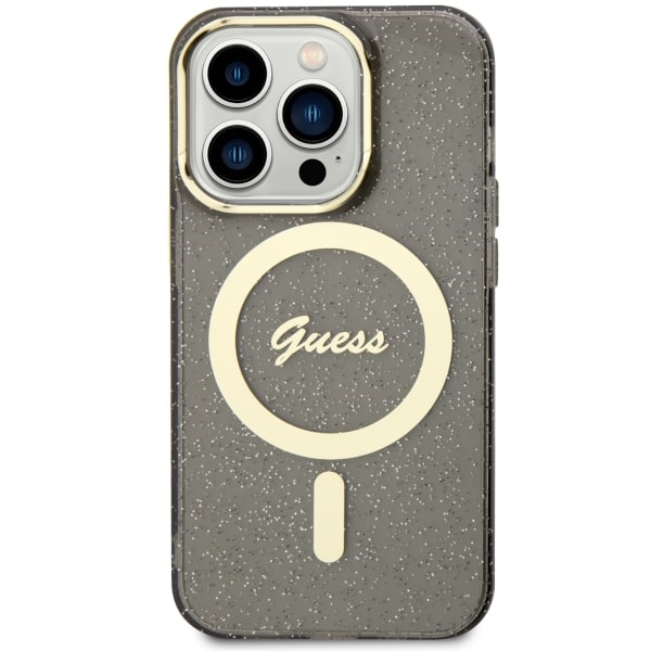 Guess MagSafe dėklas iPhone 14 Pro – juodas, blizgus