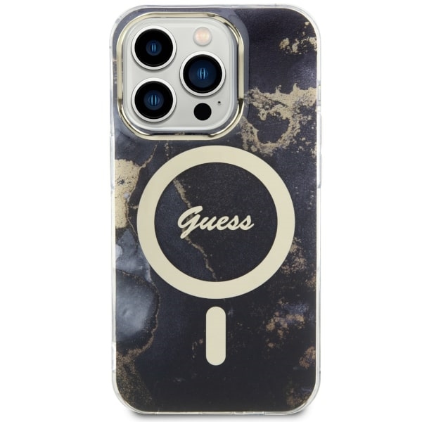Guess MagSafe dėklas iPhone 14 Pro – juodas marmuras