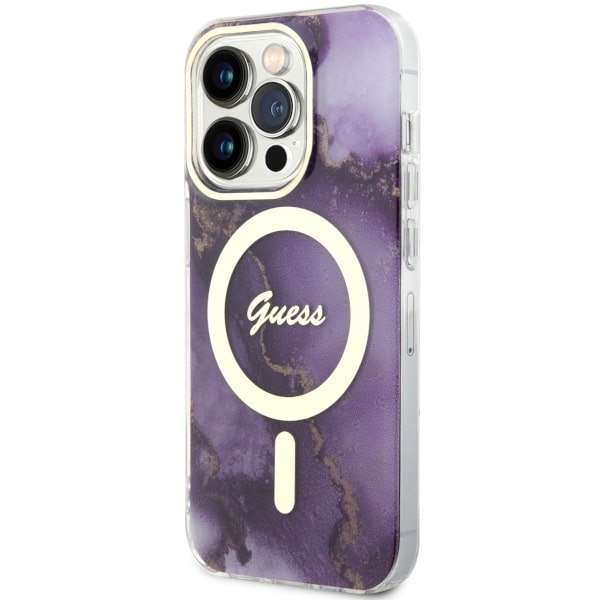 Guess MagSafe dėklas iPhone 14 Pro – violetinis