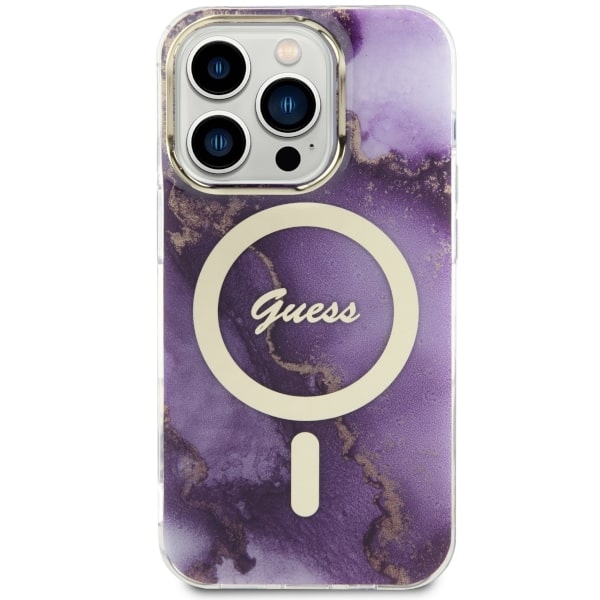Guess MagSafe dėklas iPhone 14 Pro – violetinis