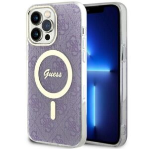 Guess 4G MagSafe dėklas iPhone 14 Pro Max – violetinis