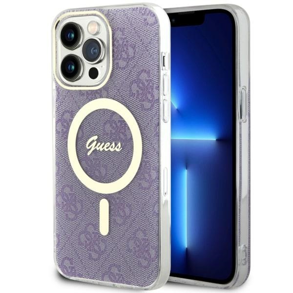 Guess 4G MagSafe dėklas iPhone 14 Pro Max – violetinis